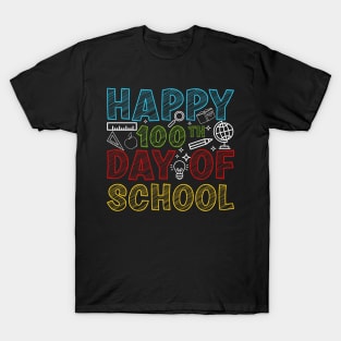 Happy 100th Day of School Teachers Kids 100 Days Smarter T-Shirt